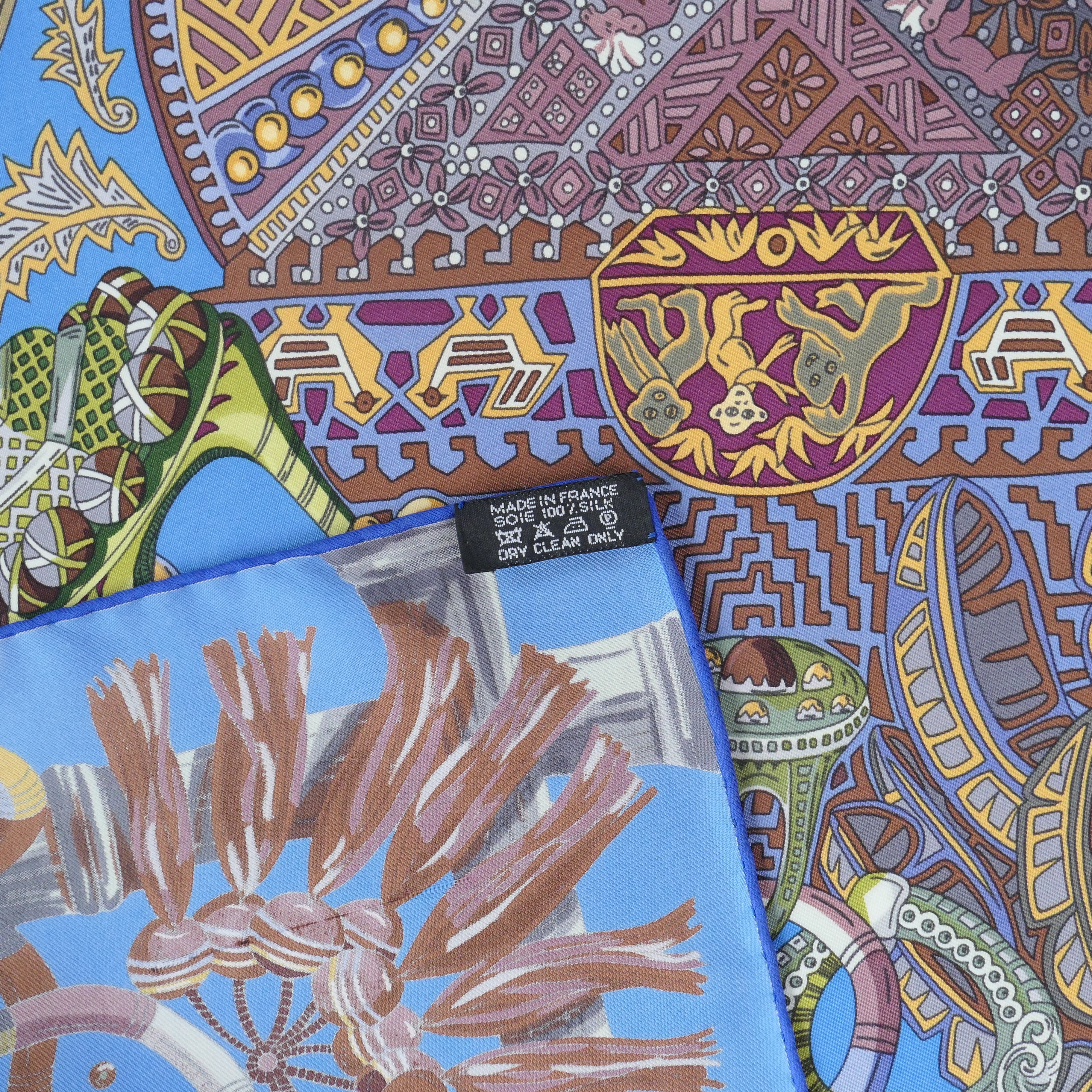 foulard hermès étiquette de composition soie