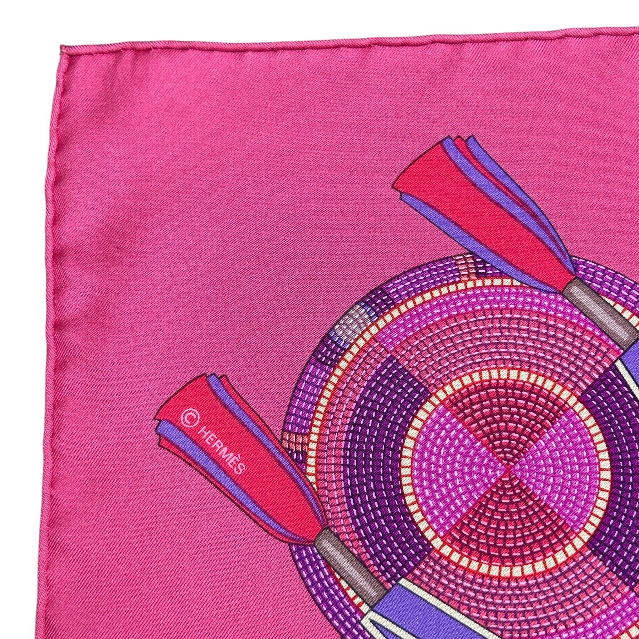 foulard hermes art indien des plaines rose