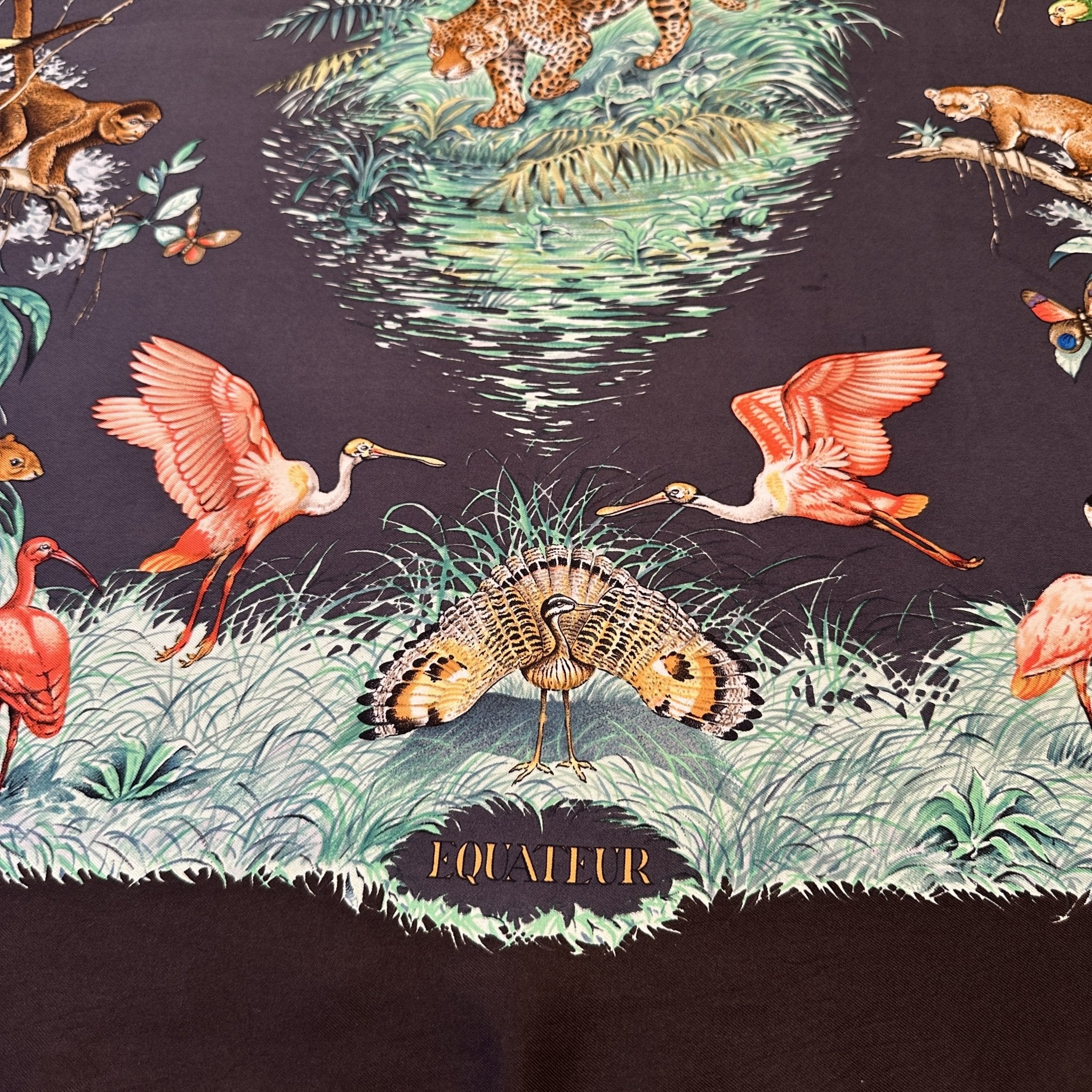 foulard carre hermes equateur par robert dallet marron