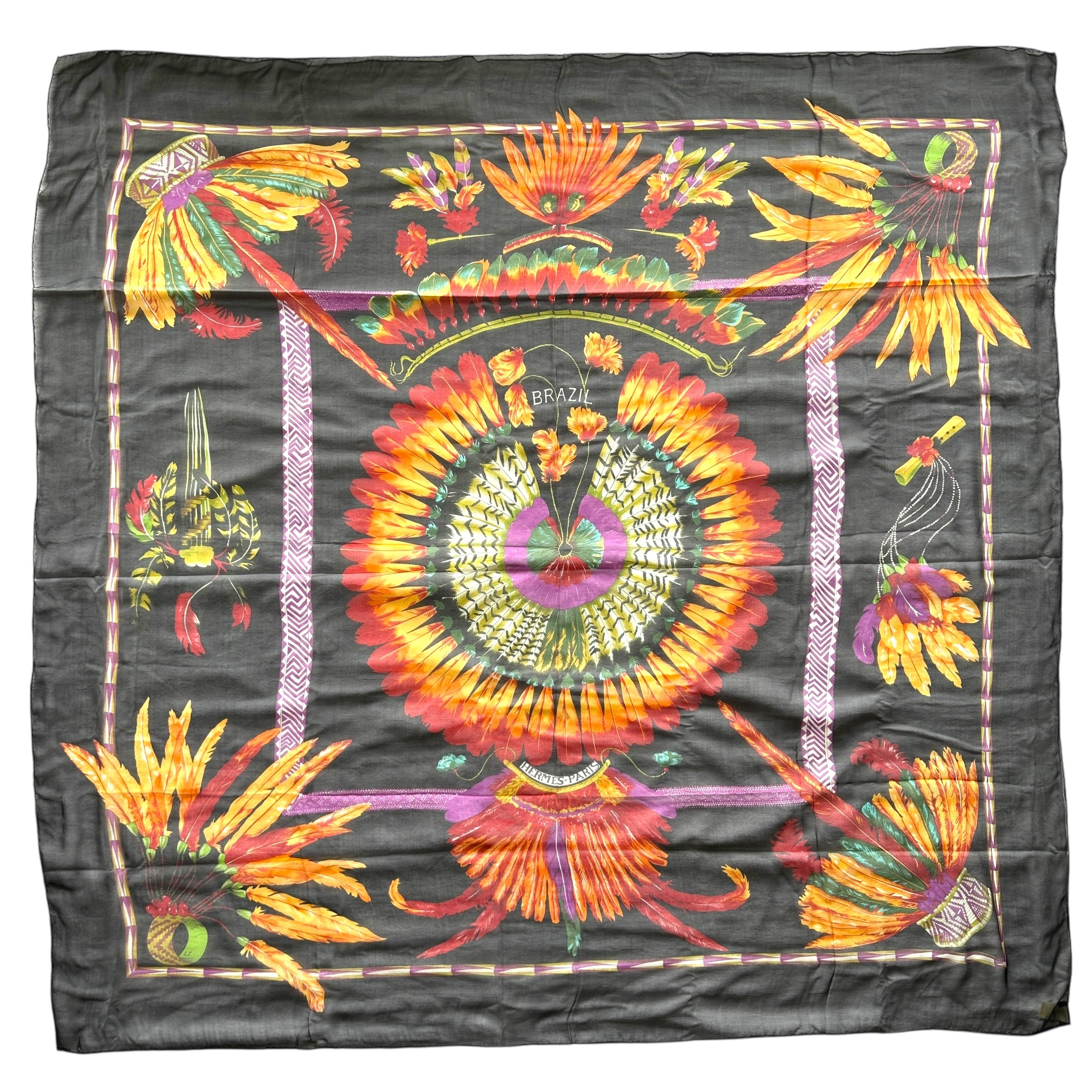 Foulard Hermès Brazil 140 – Vue d’ensemble en mousseline de soie