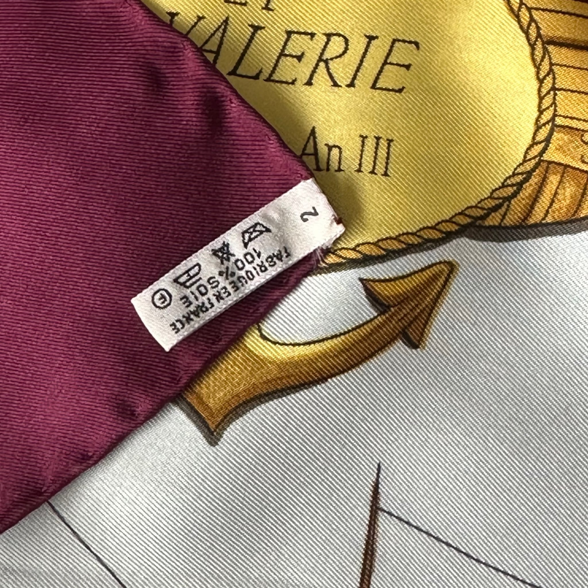 MARINE AND CAVALRY by Philippe Ledoux - Hermès scarf 90cm - burgundy 