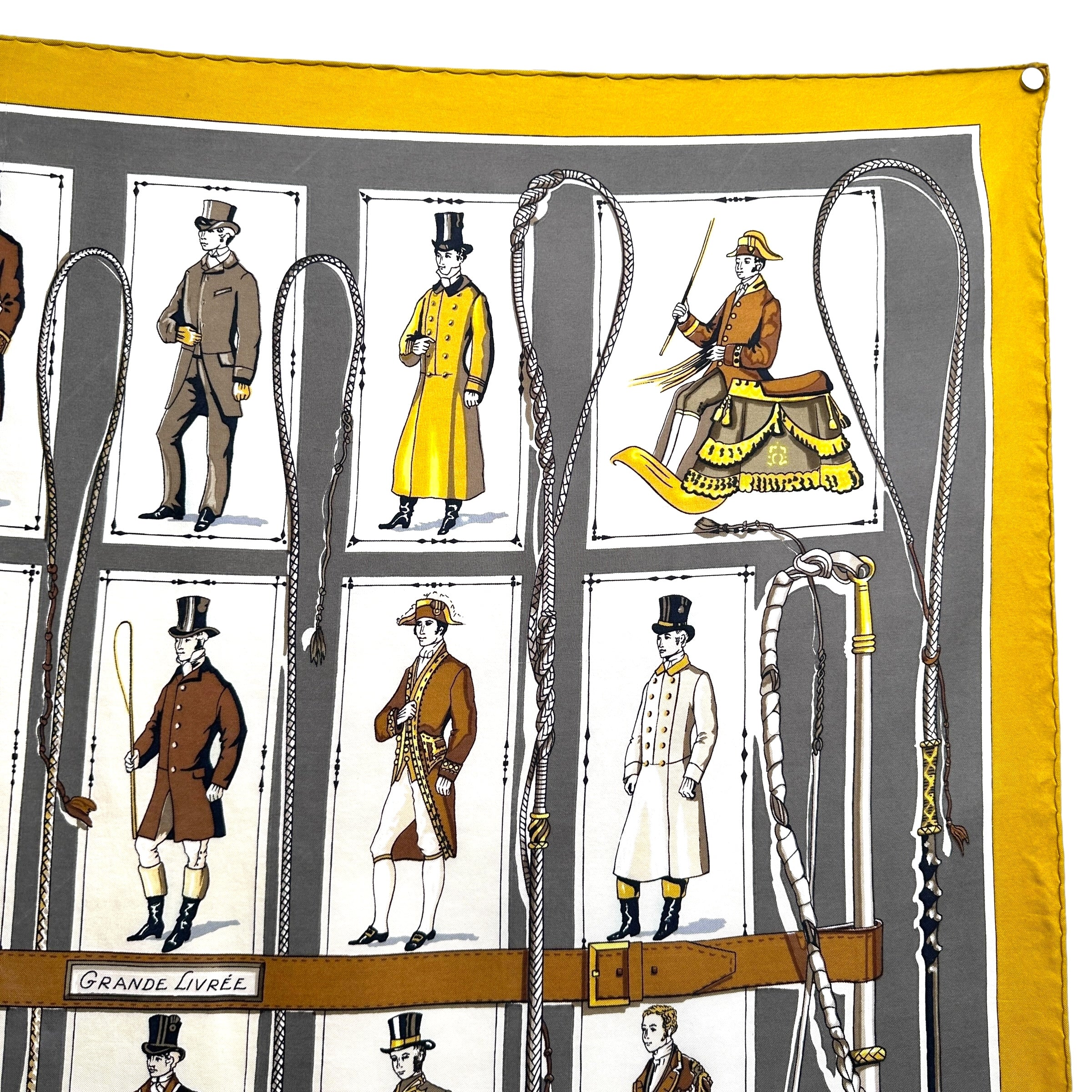 foulard-carre-hermes-grande-livree-par-marie-francoise-heron-en-tres-bon-etat