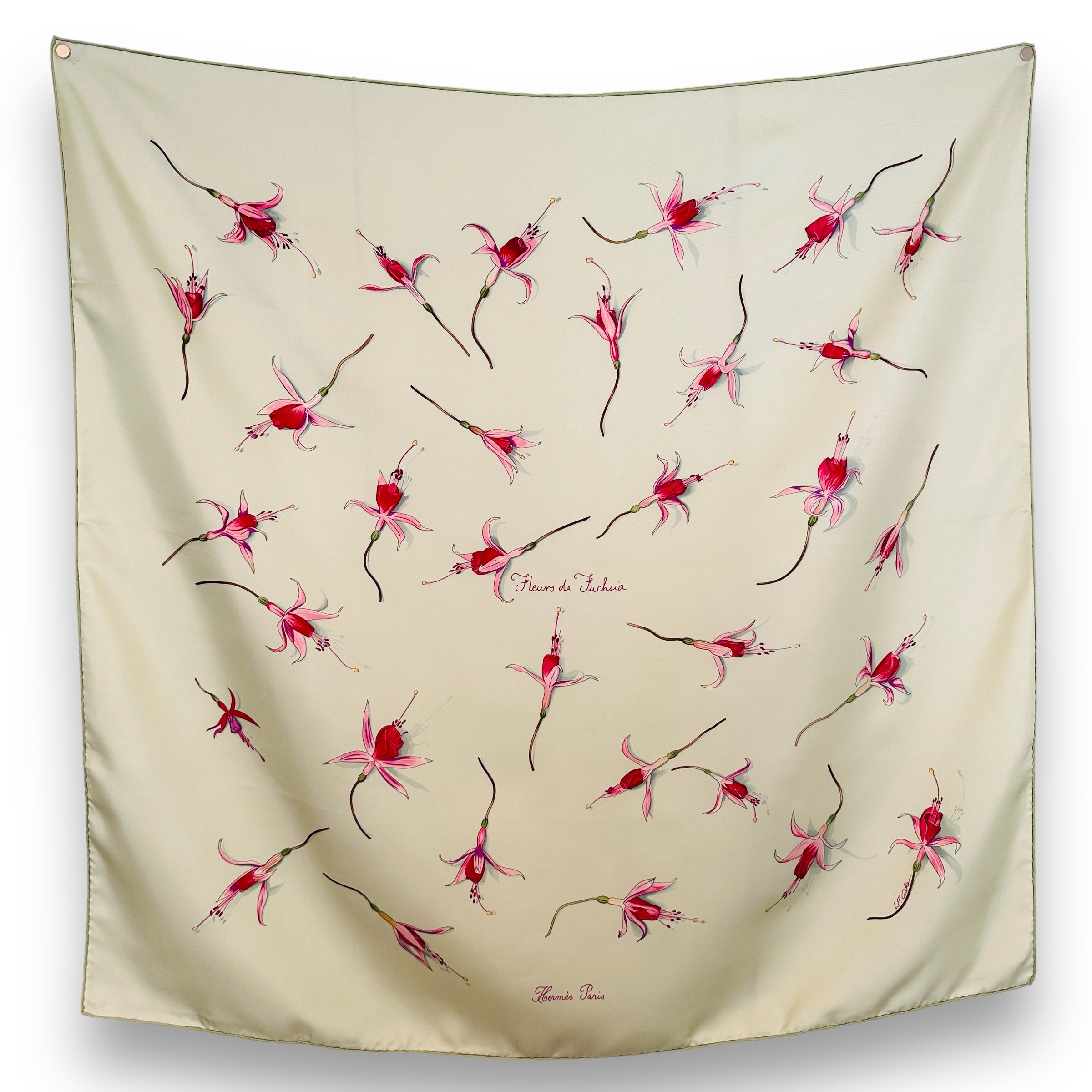 Fleurs de fuchsia - FOULARD HERMES 90 CM
