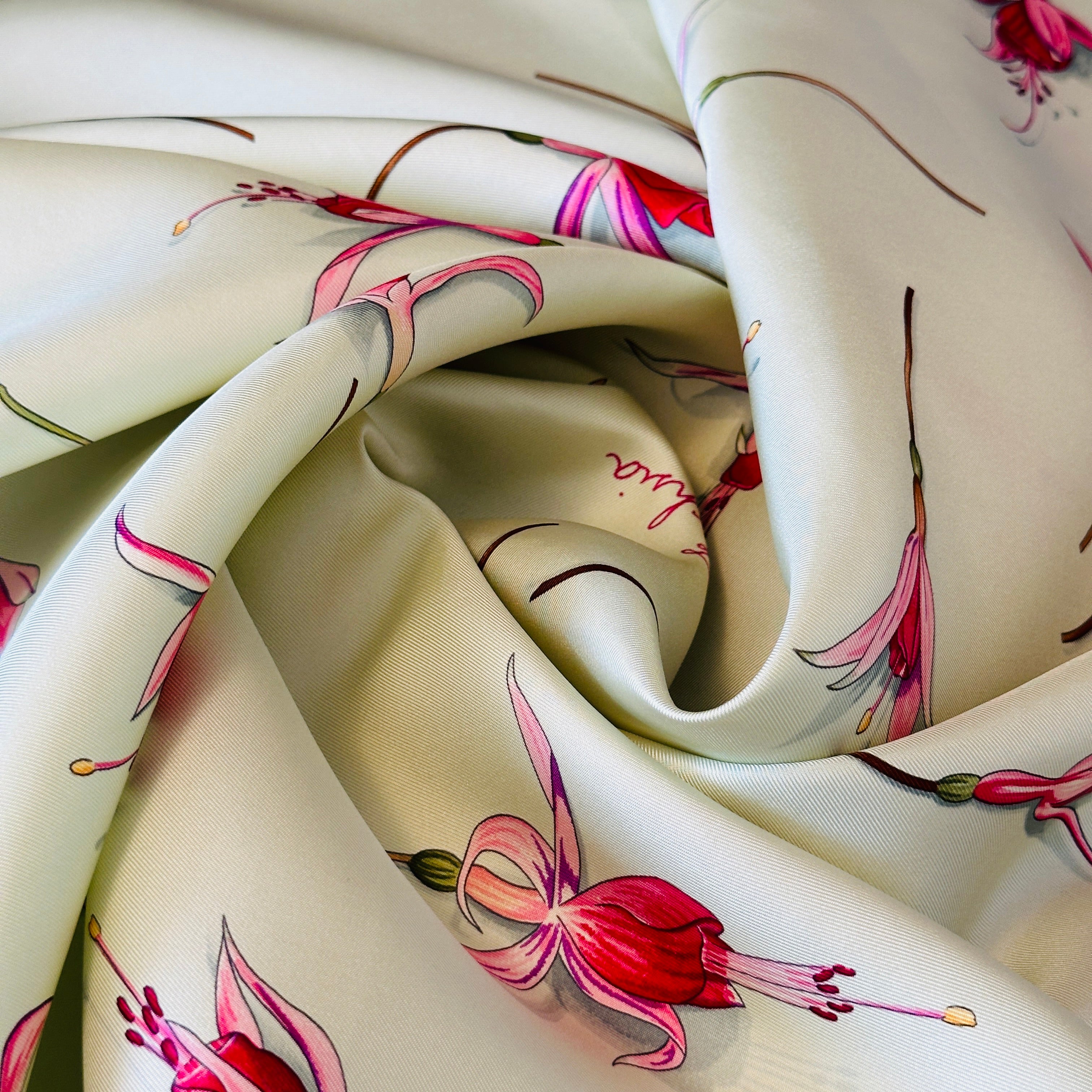 Fleurs de fuchsia - FOULARD HERMES 90 CM
