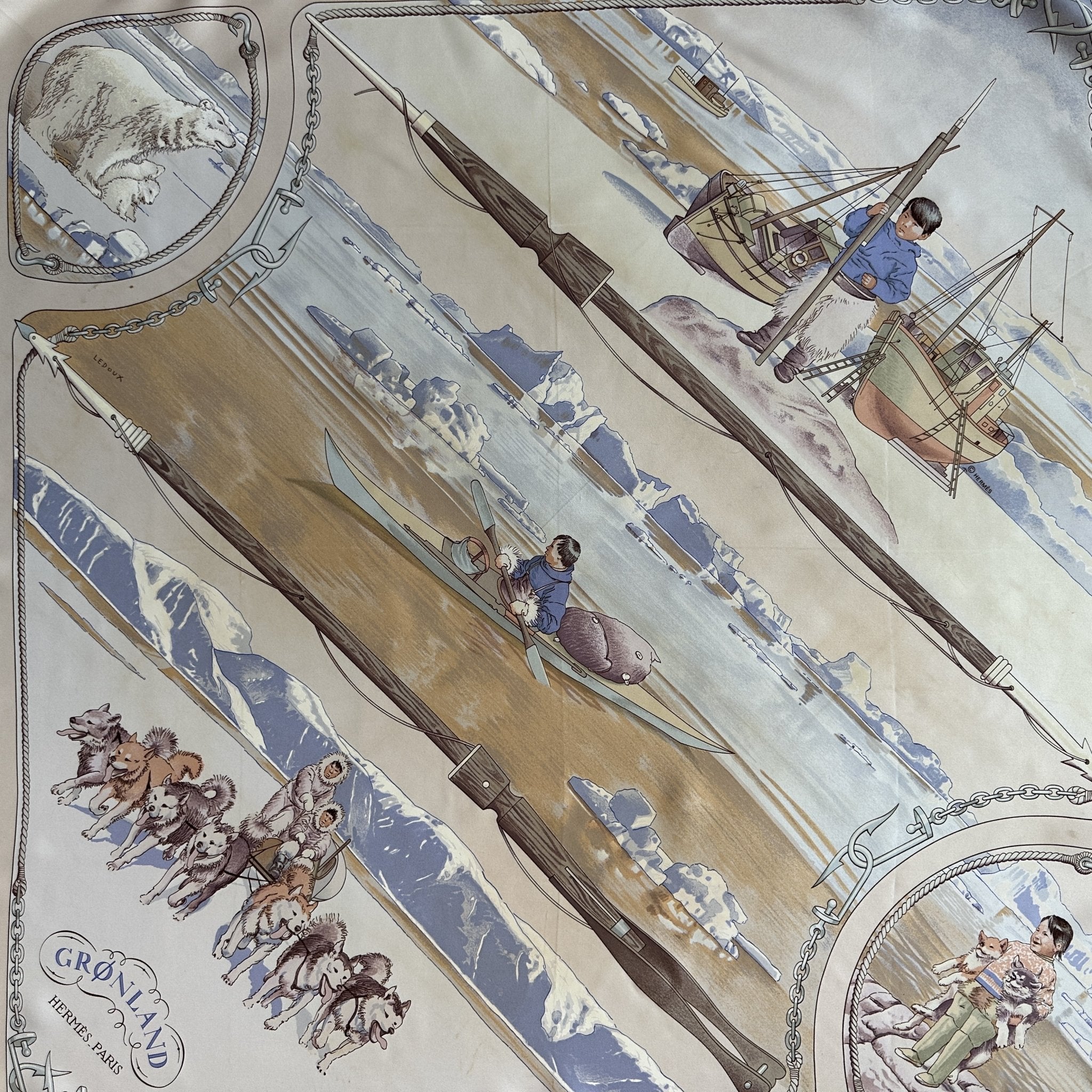 foulard carre hermes groenland dessin de philippe Ledoux 