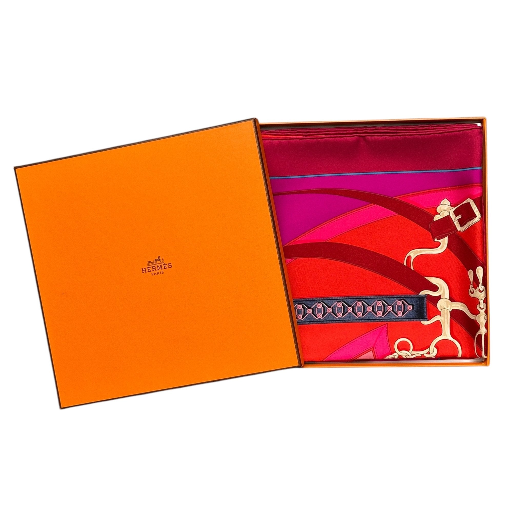 foulard hermes carre en soie la promenade du matin dans sa boîte orange 